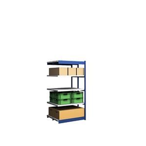 hofe Robuuste inhaakstelling, dubbelzijdig, stellinghoogte 2000 mm, blauw / verzinkt, legbordbreedte 1025 mm, aanbouwstelling, breedte x diepte = 1025 x 400 mm