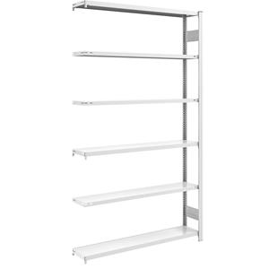 EUROKRAFTpro Magazijn inhaakstelling, grijs, h x b = 2500 x 1300 mm, met 6 stalen legborden, aanbouwstelling, vakdraagvermogen 175 kg, diepte 300 mm
