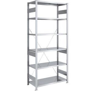 EUROKRAFTpro Magazijn inhaakstelling, verzinkt, middelzware constructie, stellinghoogte 2500 mm, basisstelling, breedte x diepte = 1000 x 600 mm