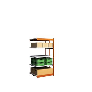 hofe Robuuste inhaakstelling, dubbelzijdig, stellinghoogte 2000 mm, oranje / verzinkt, legbordbreedte 1025 mm, aanbouwstelling, breedte x diepte = 1025 x 400 mm