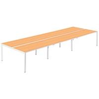 Teambureau voor zes personen, breedte 1600 / 4800 mm, diepte 800 / 1660 mm, wit/beukenhout