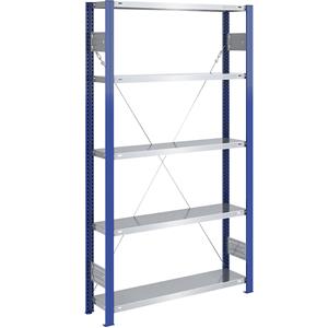 EUROKRAFTpro Lager-Steckregal, Regalständer blau, Boden verzinkt HxB 2000 x 1000 mm Grundregal, Tiefe 300 mm