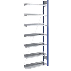 Hofe Ordner-Steckregal einseitig, Höhe 2350 mm BxT 750 x 300 mm, Anbauregal, blau / verzinkt