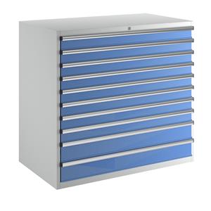 EUROKRAFTpro Ladekast, hoogte x breedte x diepte = 1200 x 1300 x 750 mm, 10 laden, draagvermogen elk 80 kg