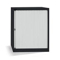 Bisley Euro-Rollladenschrank Breite 800 mm, 2 Fachböden tiefschwarz / lichtgrau