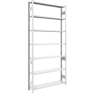 EUROKRAFTpro Magazijn inhaakstelling, grijs, h x b = 3000 x 1300 mm, met 7 stalen legborden, basisstelling, vakdraagvermogen 200 kg, diepte 300 mm