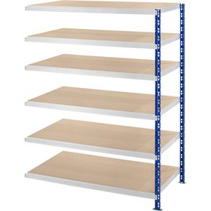 EUROKRAFTbasic Grootvak-inhaakstelling met spaanplaat legborden, diepte 800 mm, aanbouwstelling, h x b = 1976 x 1525 mm