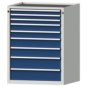 ANKE Schubladenschrank BxT 760 x 675 mm 9 Schubladen, Höhe 980 mm, Front enzianblau