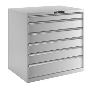 LISTA Ladenkast, plaatstaal, h x b = 1000 x 1023 mm, 6 laden, laadvermogen 75 kg, lichtgrijs