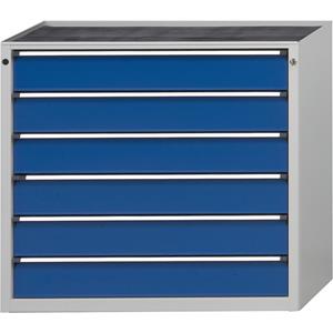 ANKE Schubladenschrank ohne Platte Breite 1060 mm, Schubladentraglast 200 kg 6 Schubladen à 150 mm, Front enzianblau