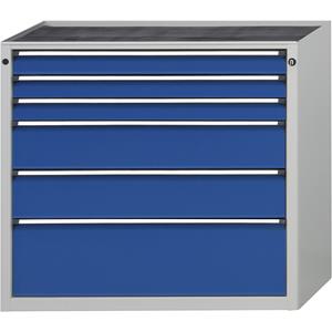 ANKE Ladekast zonder werkblad, breedte 1060 mm, draagvermogen per lade 200 kg, 6 laden, front gentiaanblauw