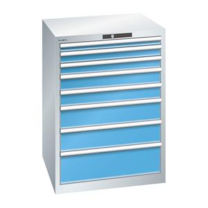 LISTA Ladekast met 8 laden, b x d x h = 717 x 725 x 1000 mm, lichtgrijs / lichtblauw