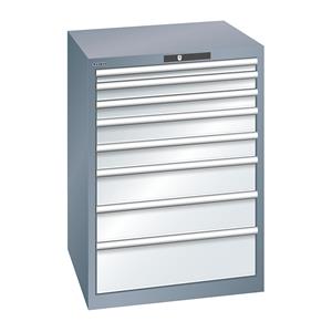 LISTA Ladekast met 8 laden, b x d x h = 717 x 725 x 1000 mm, grijs metallic / lichtgrijs