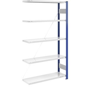 EUROKRAFTpro Lager-Steckregal, Regalständer blau HxB 2000 x 1000 mm, Boden lichtgrau Anbauregal, Tiefe 400 mm