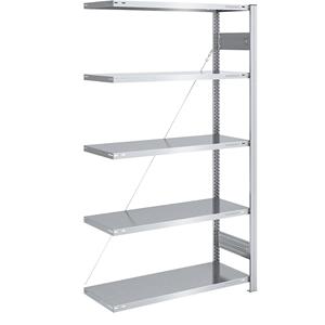 EUROKRAFTpro Lager-Steckregal, verzinkt, Bauart mittelschwer Regalhöhe 2000 mm Anbauregal, Breite x Tiefe 1000 x 500 mm