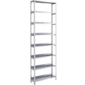 Hofe Akten-Schraubregal, verzinkt Regalhöhe 2550 mm Grundregal, Breite x Tiefe 750 x 300 mm