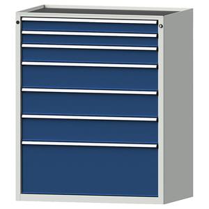 ANKE Ladekast, b x d = 1060 x 675 mm, draagvermogen per lade 200 kg, 7 laden, hoogte 1280 mm, front gentiaanblauw