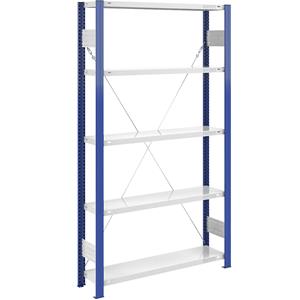 EUROKRAFTpro Lager-Steckregal, Regalständer blau HxB 2000 x 1000 mm, Boden lichtgrau Grundregal, Tiefe 300 mm