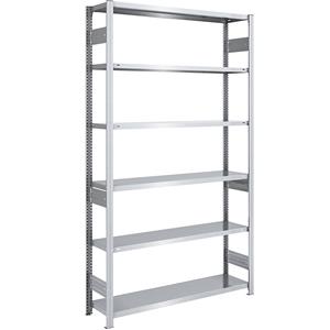 EUROKRAFTpro Magazijn inhaakstelling, verzinkt, h x b = 2500 x 1300 mm, met 6 stalen legborden, basisstelling, vakdraagvermogen 215 kg, diepte 400 mm