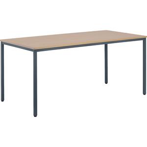 EUROKRAFTbasic Multifunctionele tafel, h x b x d = 720 x 1600 x 800 mm, blad beukenhoutdecor, frame basaltgrijs