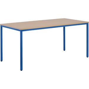 Mehrzwecktisch HxBxT 720 x 1600 x 800 mm Platte Buche-Dekor, Gestell enzianblau
