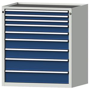 ANKE Ladekast, b x d = 910 x 675 mm, 9 laden, hoogte 980 mm, front gentiaanblauw