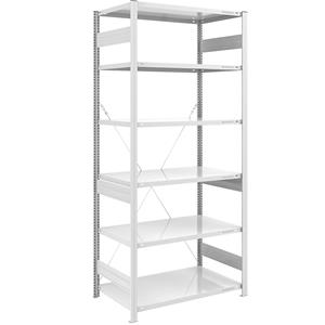 EUROKRAFTpro Magazijn inhaakstelling, lichtgrijs RAL 7035, middelzware constructie, stellinghoogte 2500 mm, basisstelling, breedte x diepte = 1000 x 800 mm