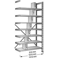 Ordner- en archief-inhaakstelling, verzinkt, hoogte 2640 mm, enkelzijdig, legbord-b x d = 1000 x 300 mm, aanbouwstelling