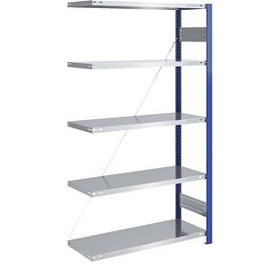 EUROKRAFTpro Lager-Steckregal, Regalständer blau, Boden verzinkt HxB 2000 x 1000 mm Anbauregal, Tiefe 500 mm
