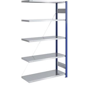 EUROKRAFTpro Magazijn-inhaakstelling, stellingstaander blauw, legbord verzinkt, h x b = 2000 x 1000 mm, aanbouwstelling, diepte 500 mm