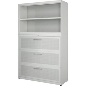 mauser Kastcombinatie met hangmappenladen, breedte 1200 mm, front met akoestisch effect, lichtgrijs / lichtgrijs