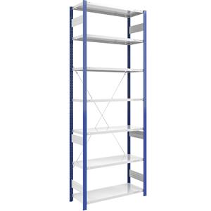 EUROKRAFTpro Magazijn-inhaakstelling, stellingstaander blauw, h x b = 3000 x 1000 mm, legbord lichtgrijs, basisstelling, diepte 500 mm