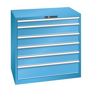 LISTA Ladenkast, plaatstaal, h x b = 1000 x 1023 mm, 6 laden, laadvermogen 200 kg, lichtblauw