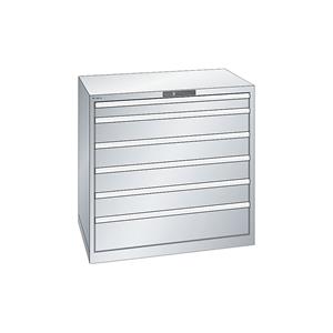 LISTA Ladenkast, plaatstaal, h x b = 1000 x 1023 mm, 6 laden, laadvermogen 200 kg, lichtgrijs
