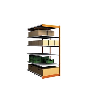hofe Robuuste inhaakstelling, dubbelzijdig, stellinghoogte 2500 mm, oranje / verzinkt, legbordbreedte 1025 mm, aanbouwstelling, breedte x diepte = 1025 x 800 mm