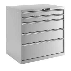 LISTA Ladekast met 5 laden, b x d x h = 1023 x 725 x 1000 mm, lichtgrijs