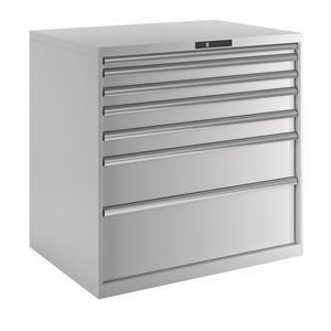 LISTA Ladenkast, plaatstaal, h x b = 1000 x 1023 mm, 7 laden, laadvermogen 75 kg, lichtgrijs