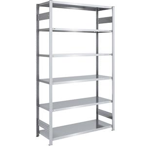EUROKRAFTpro Magazijn inhaakstelling, verzinkt, h x b = 2500 x 1300 mm, met 6 stalen legborden, basisstelling, vakdraagvermogen 190 kg, diepte 600 mm