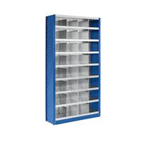 EUROKRAFTpro Steckregal-System, Regalhöhe 1990 mm 32 Fächer, BxT 1000 x 300 mm Anbauregal, enzianblau RAL 5010