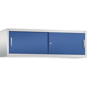 C+P ACCURADO opzetkast met schuifdeuren, h x b x d = 500 x 1600 x 400 mm, lichtgrijs/gentiaanblauw
