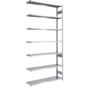 EUROKRAFTpro Magazijn inhaakstelling, verzinkt, h x b = 3000 x 1300 mm, met 7 stalen legborden, aanbouwstelling, vakdraagvermogen 215 kg, diepte 400 mm