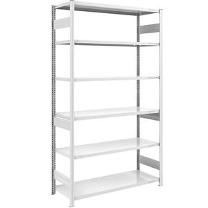 EUROKRAFTpro Magazijn inhaakstelling, grijs, h x b = 2500 x 1300 mm, met 6 stalen legborden, basisstelling, vakdraagvermogen 240 kg, diepte 600 mm