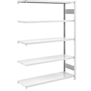 EUROKRAFTpro Magazijn inhaakstelling, grijs, h x b = 2000 x 1300 mm, met 5 stalen legborden, aanbouwstelling, vakdraagvermogen 230 kg, diepte 500 mm