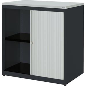 mauser Roldeurkast, h x b x d = 830 x 800 x 432 mm, kunststof blad, 1 legbord, antracietgrijs / lichtgrijs / lichtgrijs