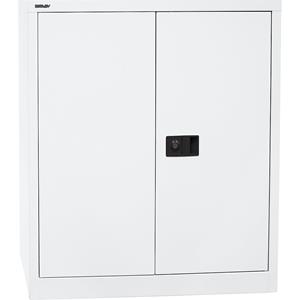 Bisley UNIVERSAL Flügeltürenschrank HxBxT 1000 x 914 x 400 mm, 1 Fachboden, 2 Ordnerhöhen verkehrsweiß