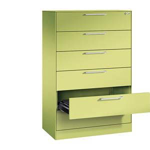 C+P Archiefkast ASISTO, hoogte 1292 mm, met 6 lades, A5 liggend, felgroen/felgroen