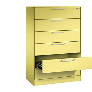 C+P Archiefkast ASISTO, hoogte 1292 mm, met 6 lades, A5 liggend, zwavelgeel/zwavelgeel