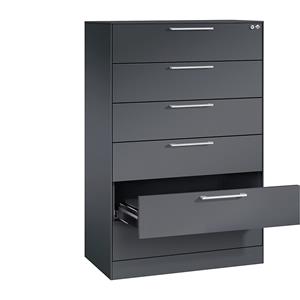 C+P Archiefkast ASISTO, hoogte 1292 mm, met 6 lades, A5 liggend, zwartgrijs/zwartgrijs
