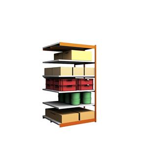 hofe Robuuste inhaakstelling, dubbelzijdig, stellinghoogte 2500 mm, oranje / verzinkt, legbordbreedte 1325 mm, aanbouwstelling, breedte x diepte = 1325 x 600 mm