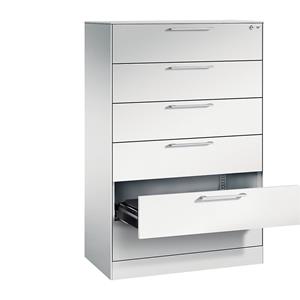C+P Archiefkast ASISTO, hoogte 1292 mm, met 6 lades, A5 liggend, lichtgrijs/lichtgrijs